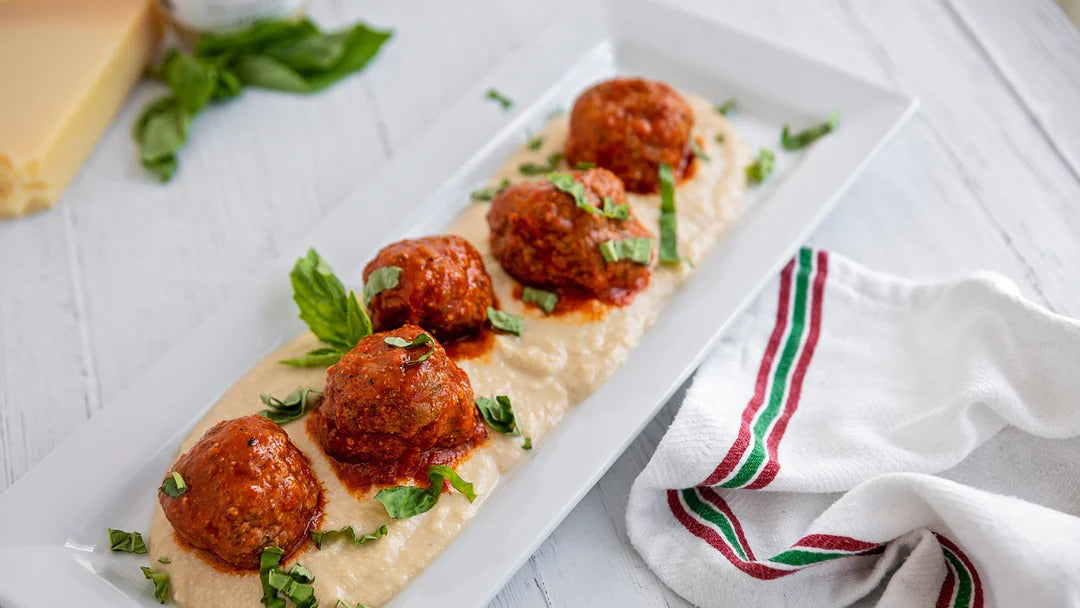Classic Meatballs over Alfredo Pasta Sauce