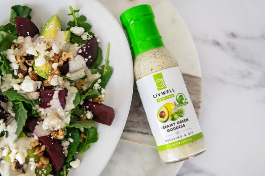 Roasted Beet and Goat Cheese Salad with Green Goddess Dressing