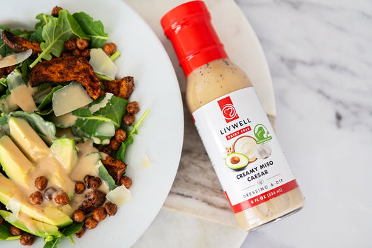 Vegan Kale Caesar Salad with LIVWELL Miso Caesar Dressing