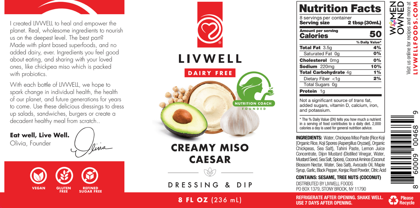 Creamy Miso Caesar Dressing and Dip (Dairy Free) | 6 pack