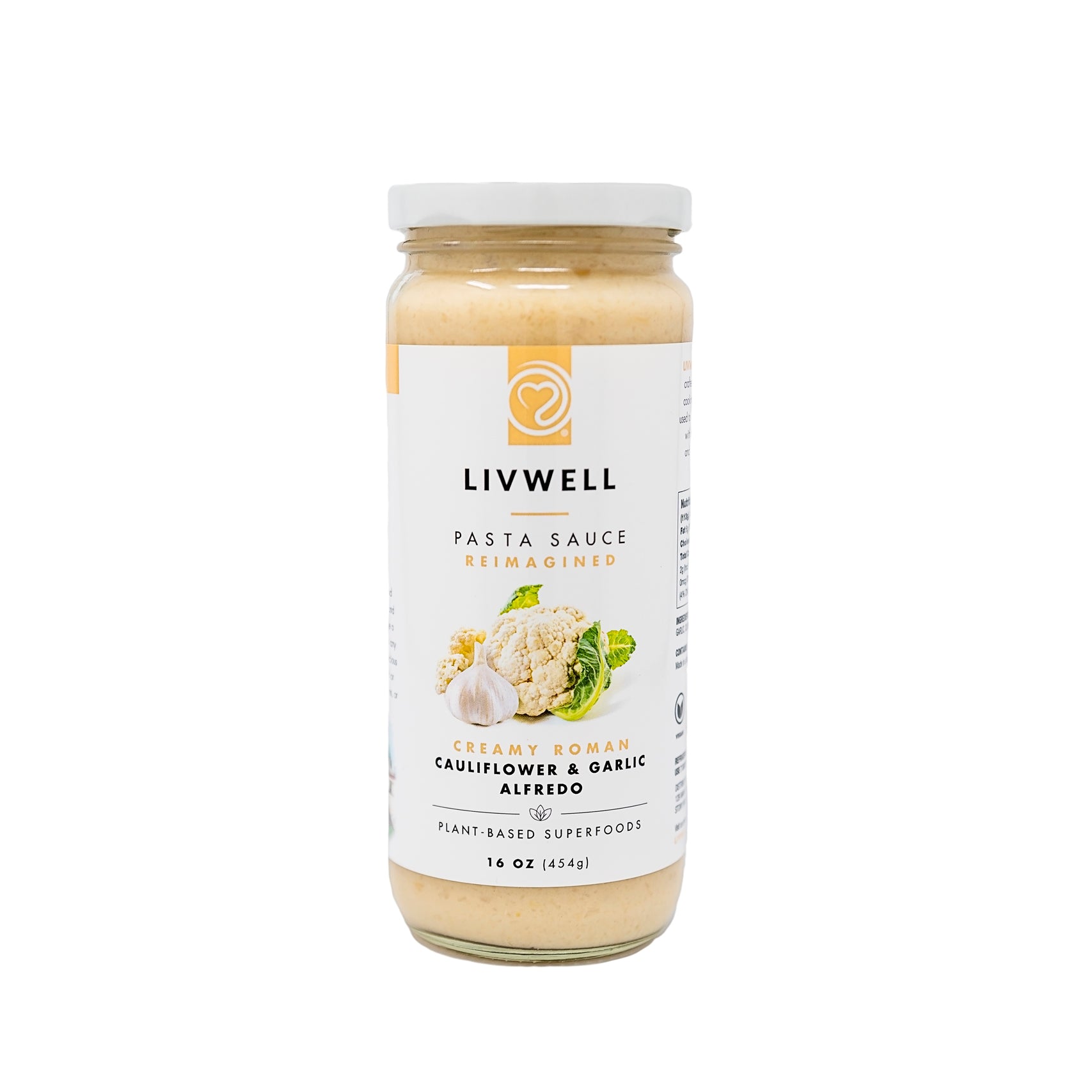 plant based alfredo sauce Livwell Roman Cauliflower Alfredo Pasta Sauce 16 oz