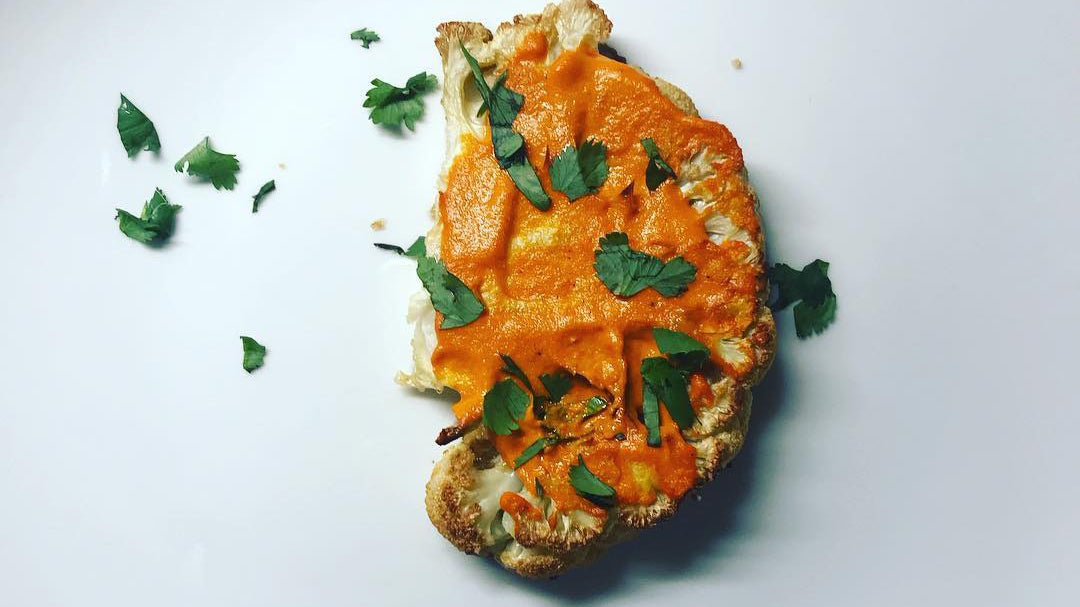 Roasted Cauliflower Steaks with Romesco Sauce