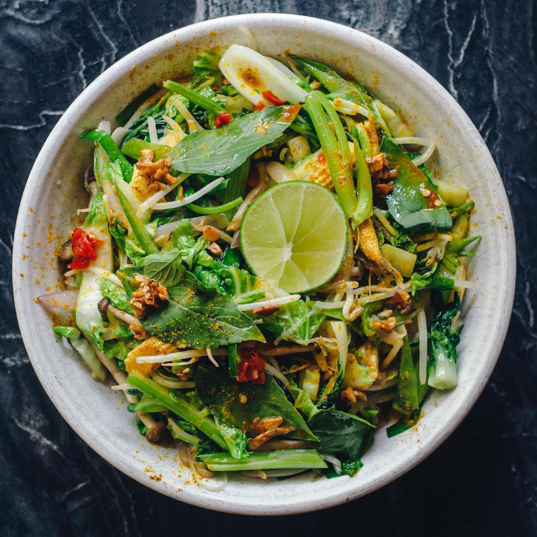 Thai Basil Salad with Livwell Miso Caesar Dressing