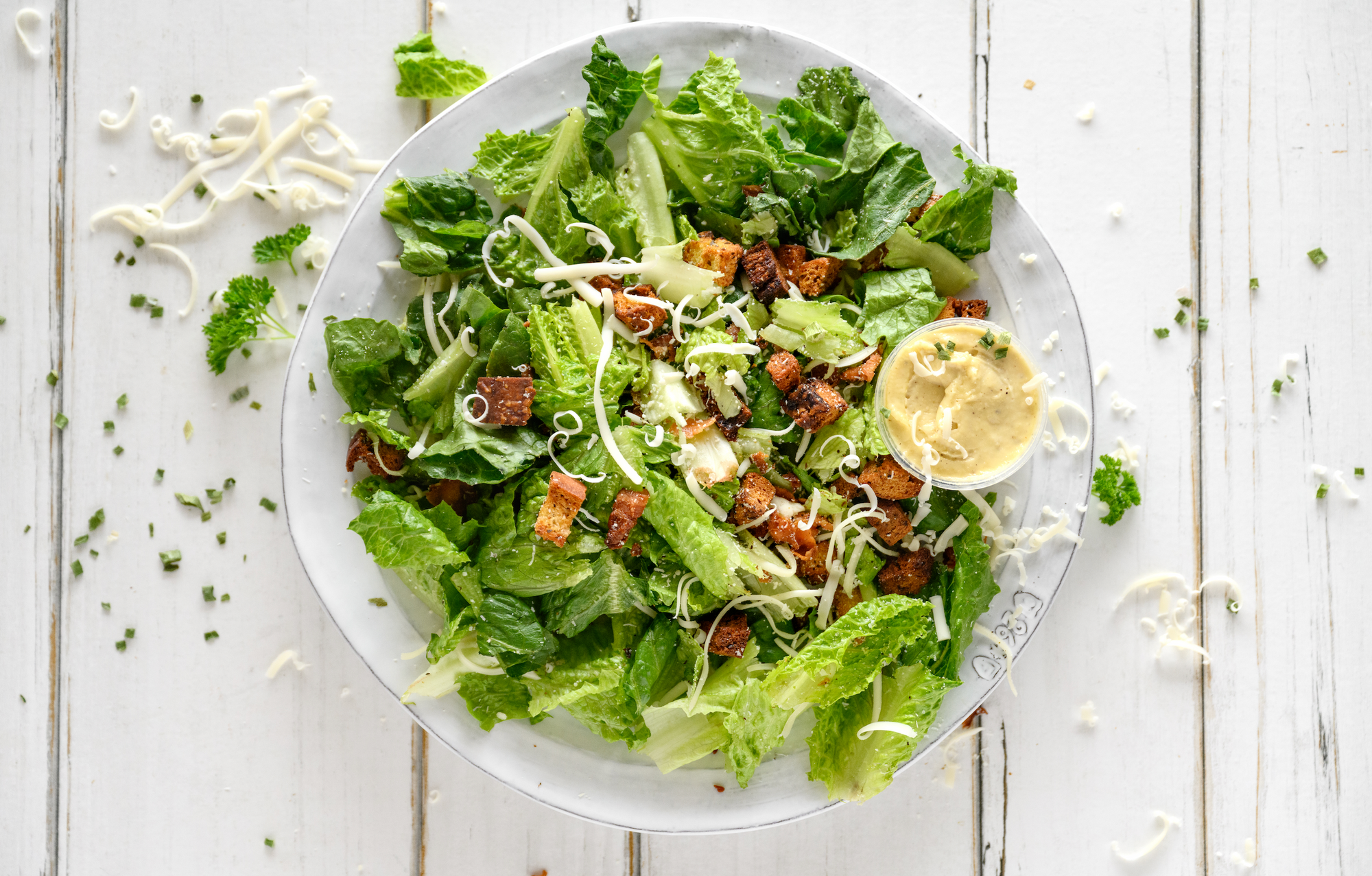 Vegan Caesar Salad with Tahini Dressing